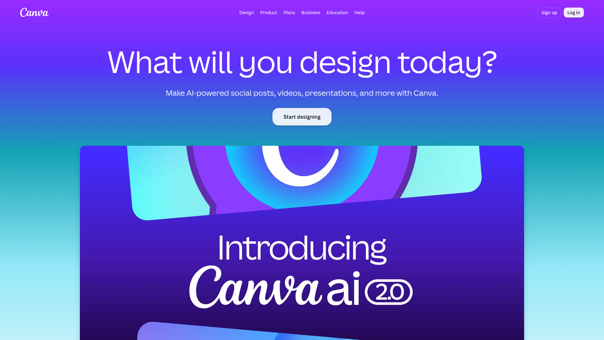 2. Canva Homepage